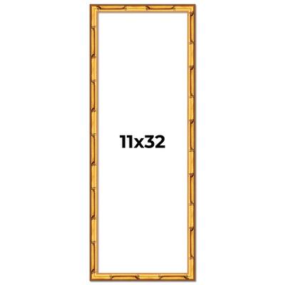 11x32 Frame Gold Bamboo Solid Wood Picture Frame | 1 Inch Moulding