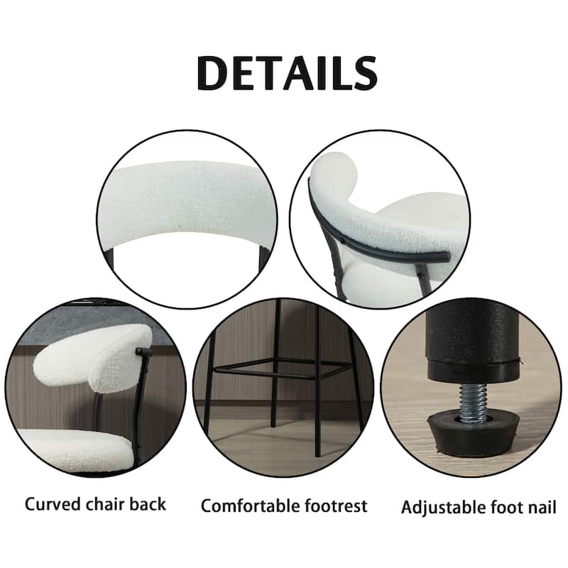 26" Teddy Fabric Bar Stools with Footrest