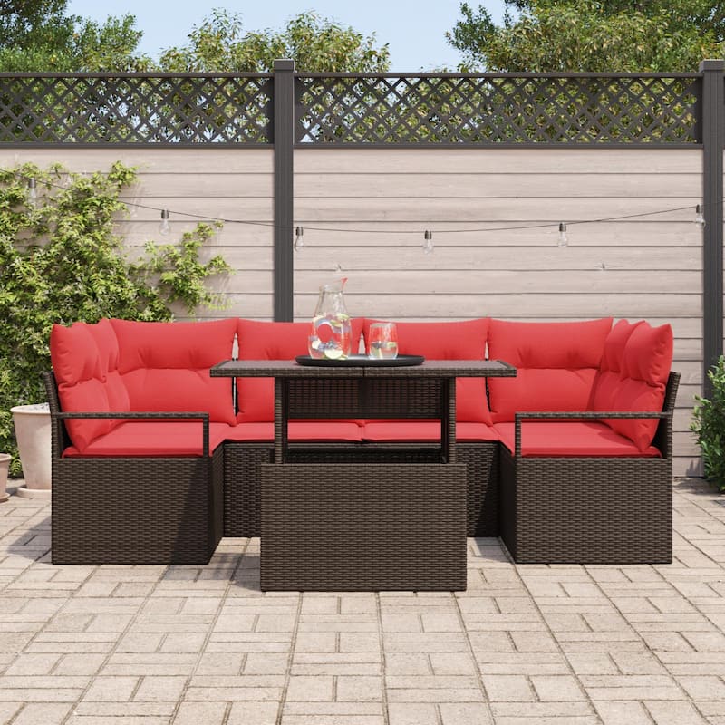 vidaXL 7 Piece Garden Sofa Set with Cushions - 92.1×48×27.2