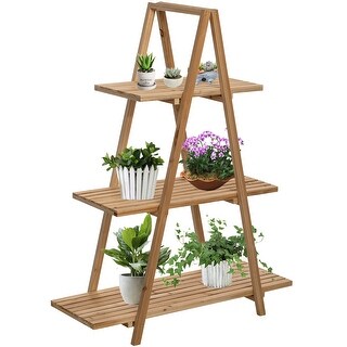 Wooden 3 Tier Shelf with Rustic Farmhouse Design - Natural Wood Finish, Sturdy and Durable Build, Space-Saving Organization