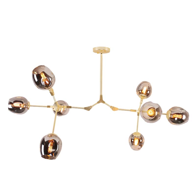 Adjustable Chandelier Pendant, Gold Chandelier with Smoked Glass Shades
