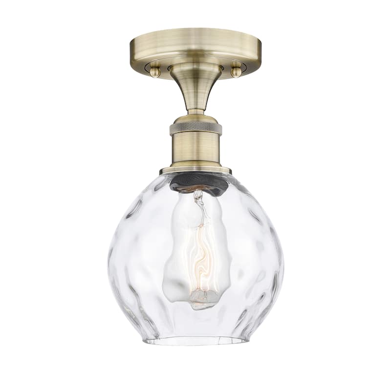 Innovations Lighting Waverly - 1 Light 6" Semi-Flush Mount - Antique Brass/Clear