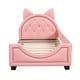 preview thumbnail 7 of 20, Twin Size Upholstered Daybed with Playful Carton Ears Shaped Headboard, Pink - Sturdy Wooden Frame, Comfortable Padding