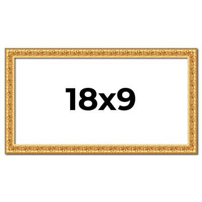18x9 Frame Gold Real Wood Picture Frame Width 1 inches | Interior