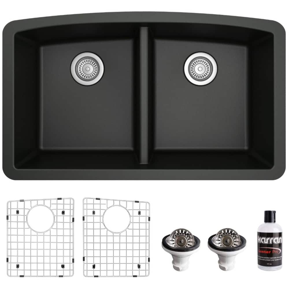 Karran USA QU-710-PK1 Quartz QU 32" Undermount Double Basin Quartz