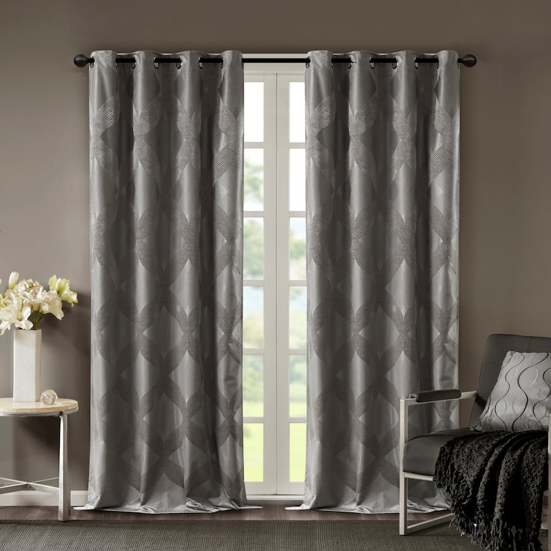 SunSmart Abel Ogee Knitted Jacquard Total Blackout Curtain Panel