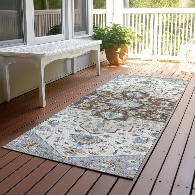 Machine Washable Indoor/ Outdoor Traditional Kolkata Chantille Rug - Gray - 2'3" x 7'6"