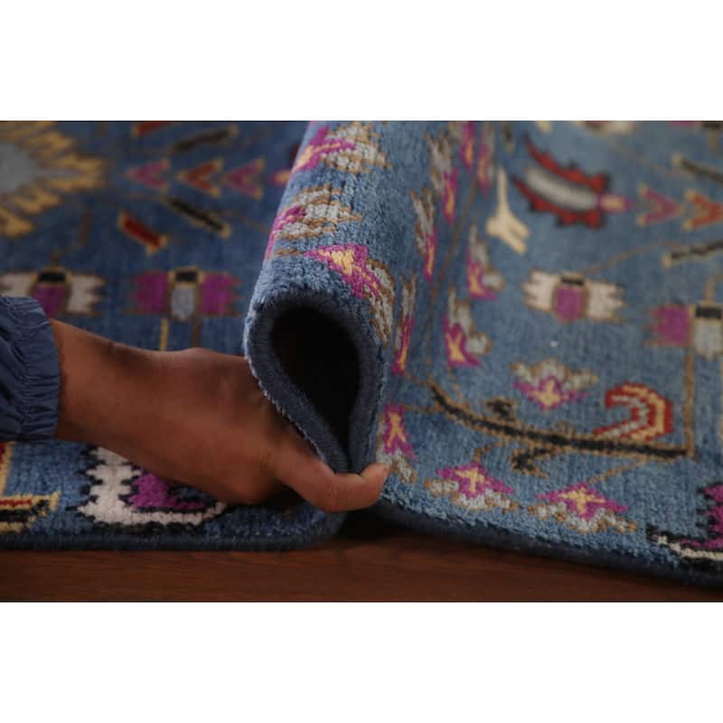 All-Over Blue Ziegler Oriental Area Rug Handmade Wool Carpet - 7'10" x 10'1"