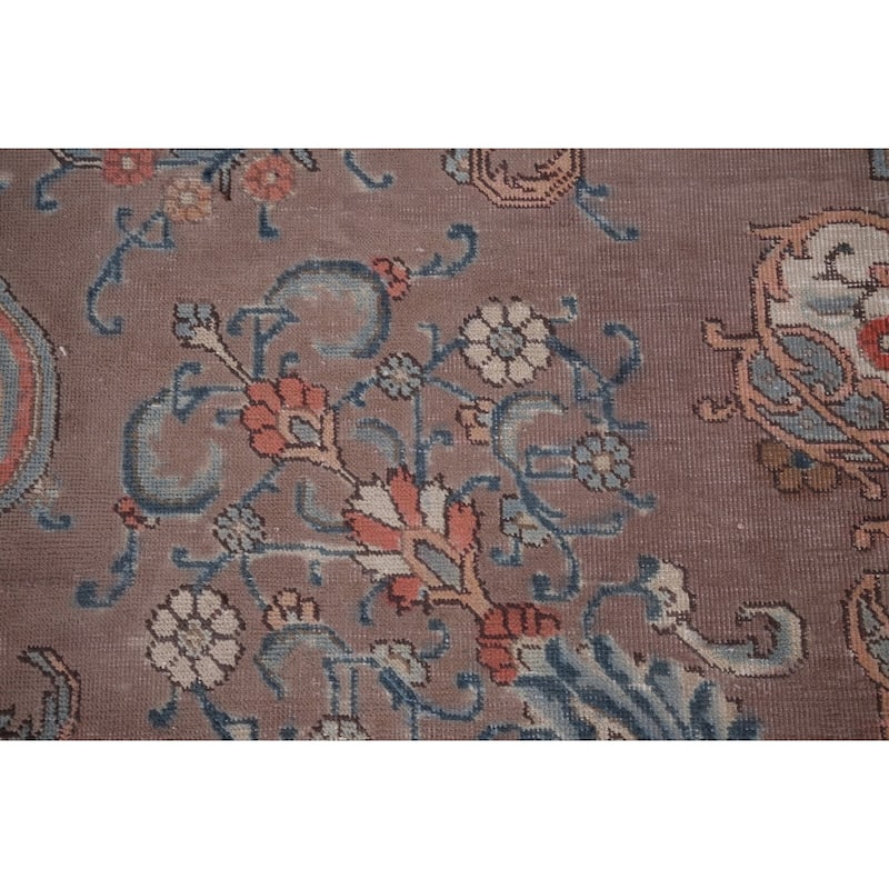 Grey Tabriz Persian Vintage Area Rug Hand-Knotted Wool Carpet - 9'3" x 12'8"