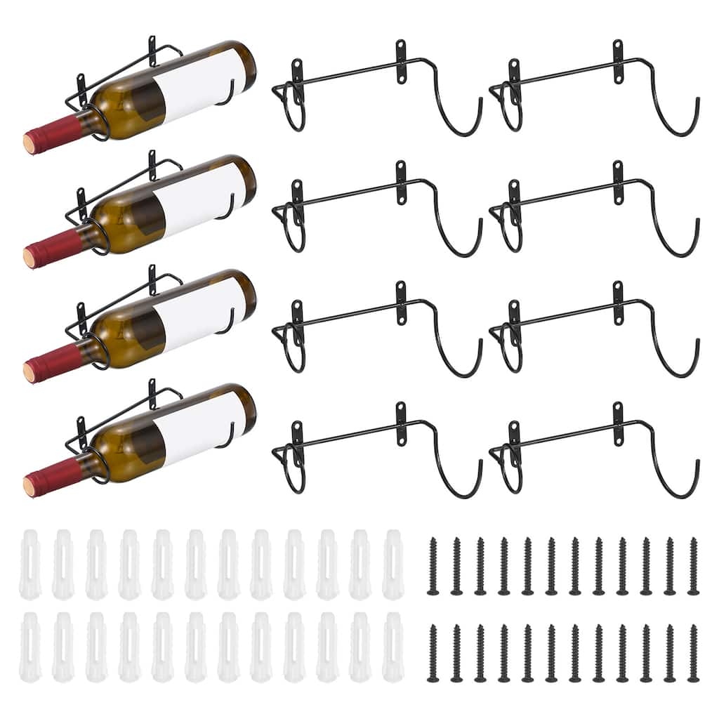 Spiral Wine Wall Holder 12 Pcs, Metal Wine Bottle Display Holder, Black Left