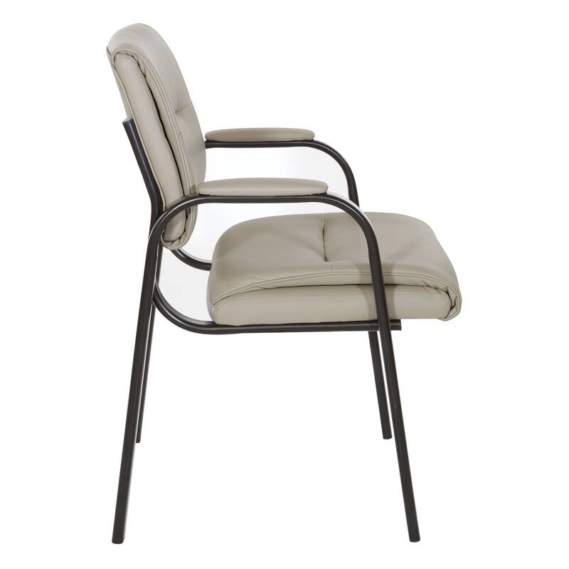 Guest Chair in Faux Leather and Black Finish Frame