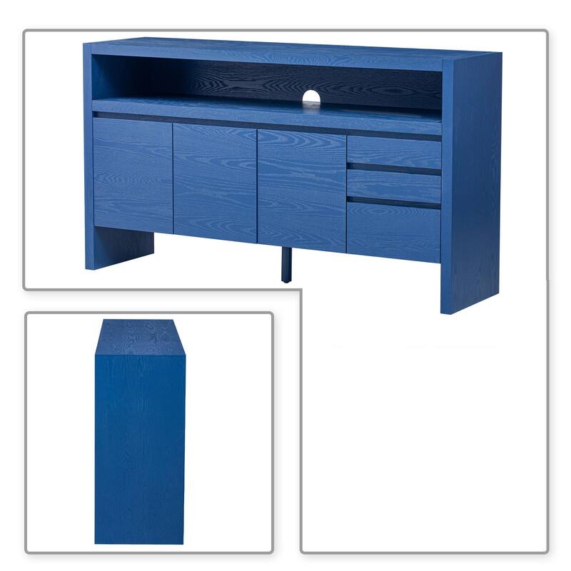 Modern Freestanding Wooden Sideboard with Three Drawers, Two Cabinets and a Shelf