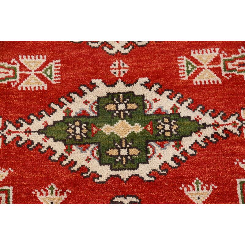 Hand Knotted Oriental 100% Wool Carpet Traditional Geometric Red Viss Area Rug - 9' 0'' X 6' 0''
