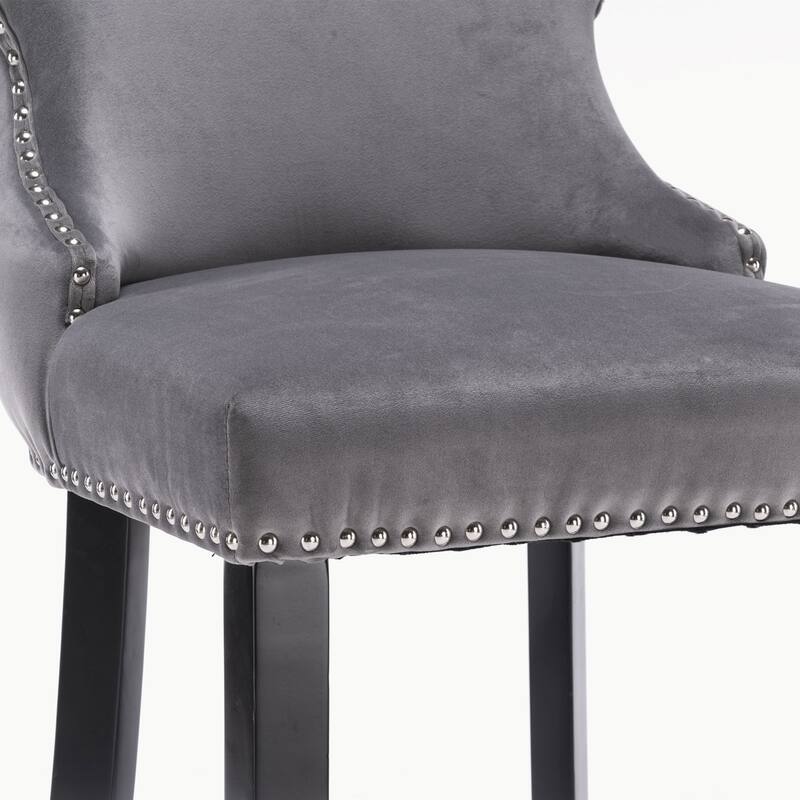 Velvet Upholstered Wing-Back Barstools Set of 4