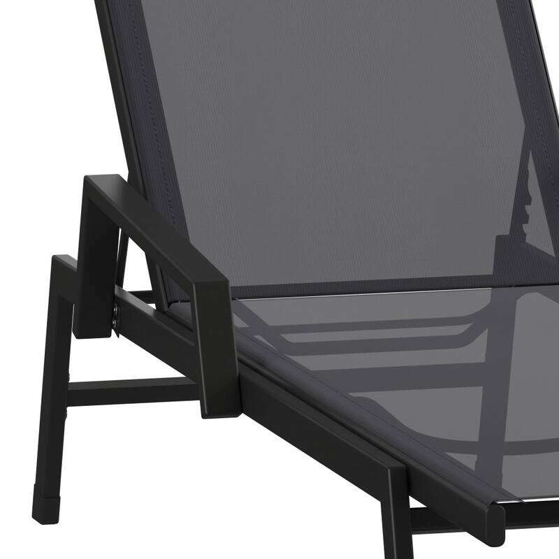 All-Weather Textilene Adjustable Chaise Lounge Chair with Arms