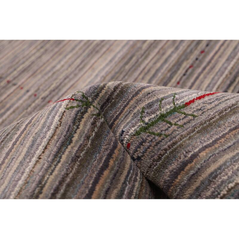 ECARPETGALLERY Hand Loomed Kashkuli Gabbeh Grey Wool Rug - 5'0 x 7'10