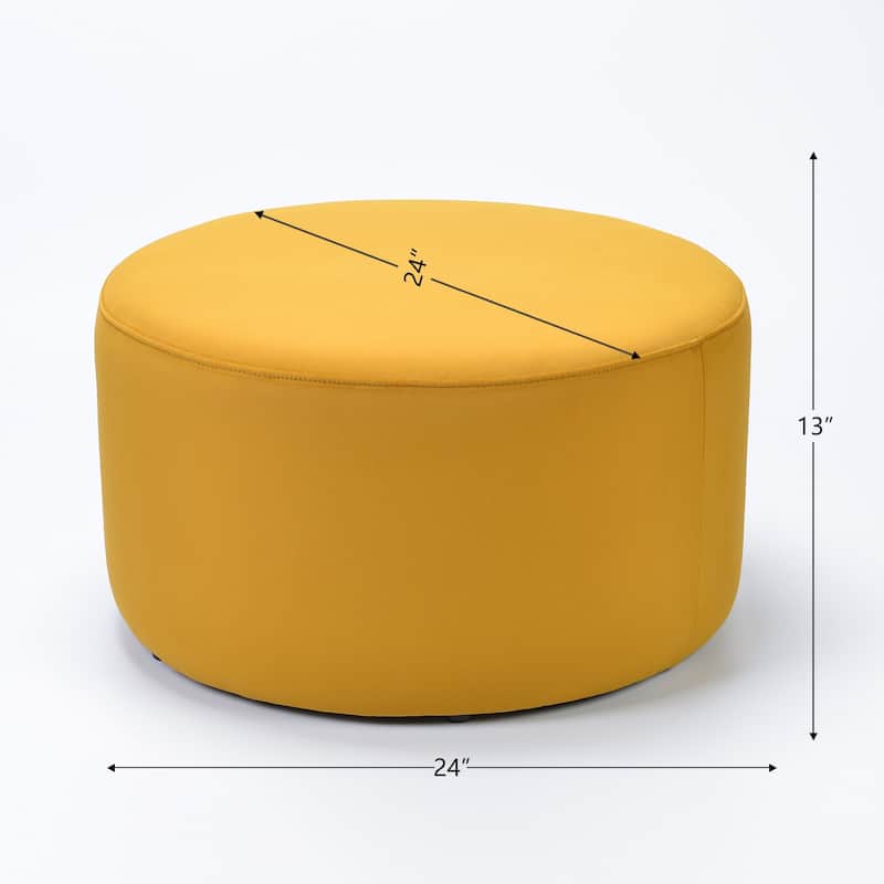 KINWELL Round Upholstered Pouf Ottoman Footrest