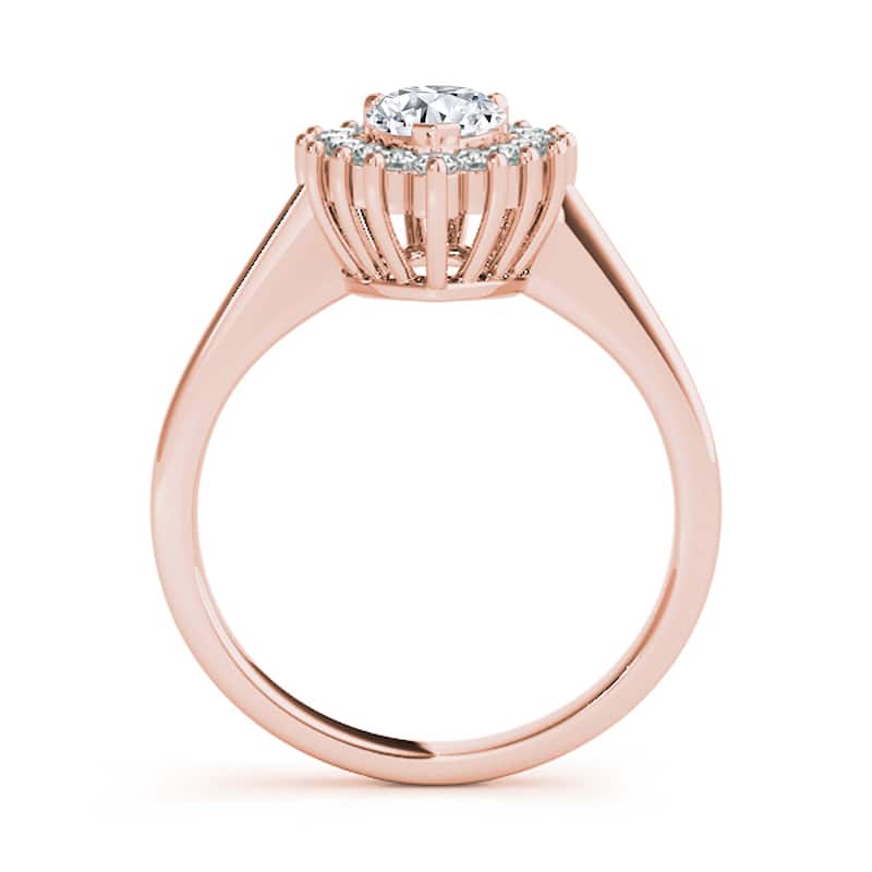 Auriya 14k Rose Gold Lab Grown Pear Diamond Halo Engagement Ring 0.50 to 5.00 ct. tw. (F-G VS)