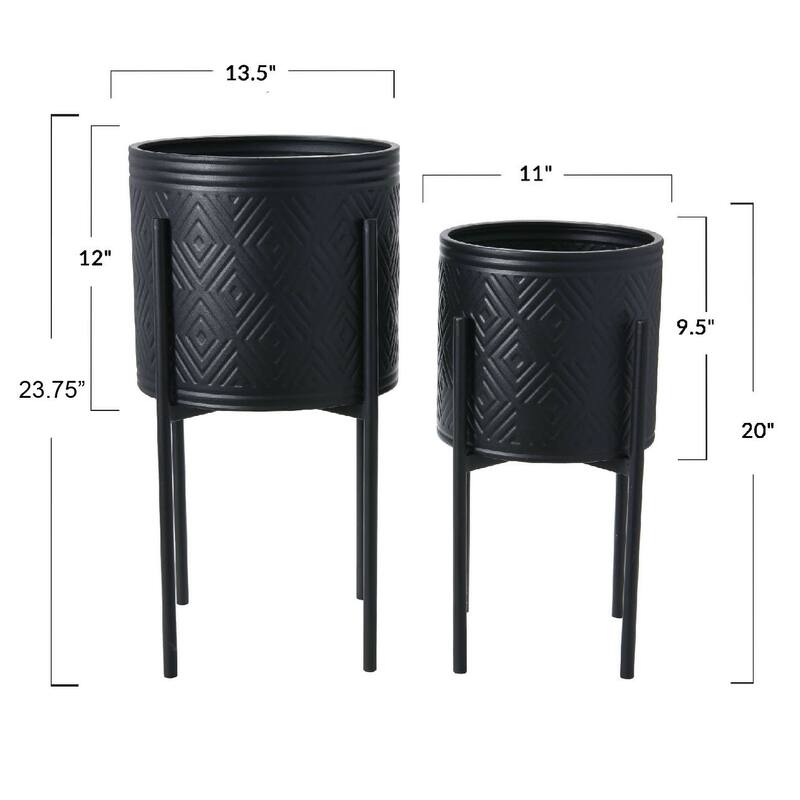 Embossed Metal Planters with Stand