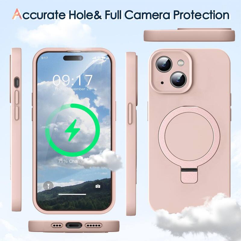 iPhone 15 Case, Liquid Silicone Moisturizing Factor Extreme Soft Slim Phone Case with Stand Compatible with MagSafe 6.1 inch