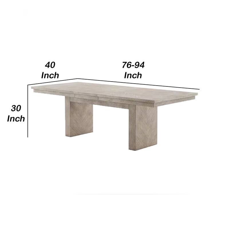 Hagy Dining Table, 76-94 Inch Extendable Top, Natural Brown Panel Legs - Natural Brown