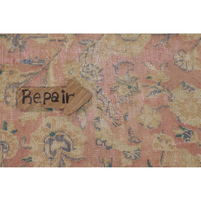 Traditional Pink Mashad Persian Vintage Area Rug Handmade Wool Carpet - 9'7"x 12'2"