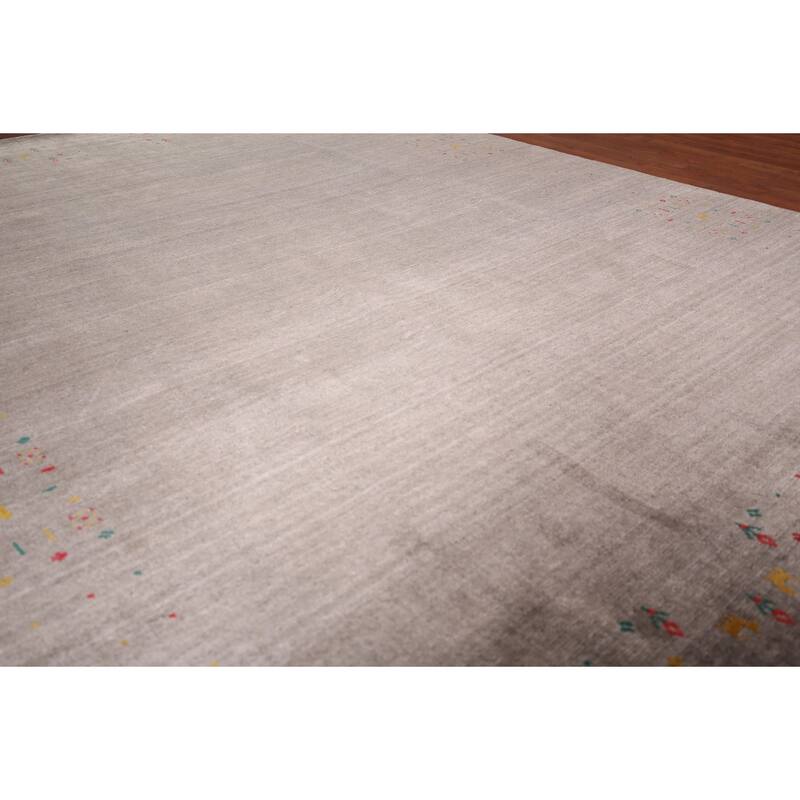 Earth Tone Striped Gabbeh Indian Area Rug Handmade Wool Carpet - 7'10" X 9'8"