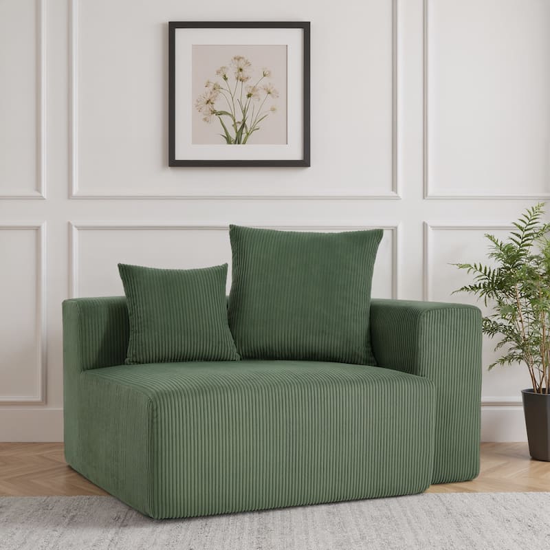 Corduroy Upholstered Modular Sectional Sofa with Ottoman