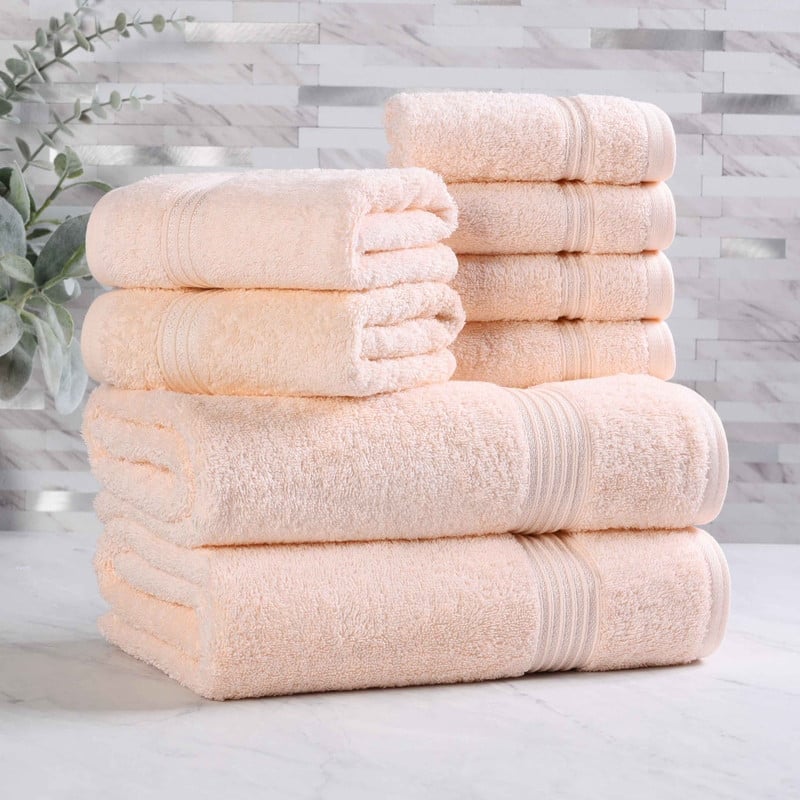 Superior Heritage Egyptian Cotton Absorbent 8-Piece Towel Set - Peach