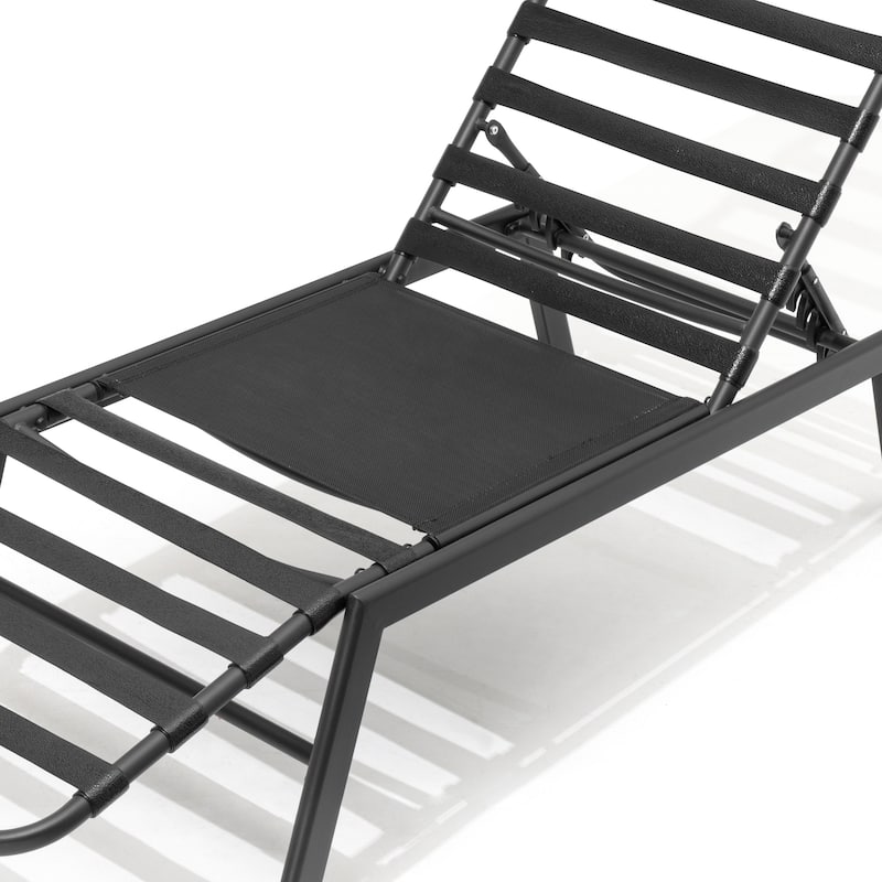 Outdoor Chaise Lounge Chairs (Set of 2) with Cushion and Adjustable Back