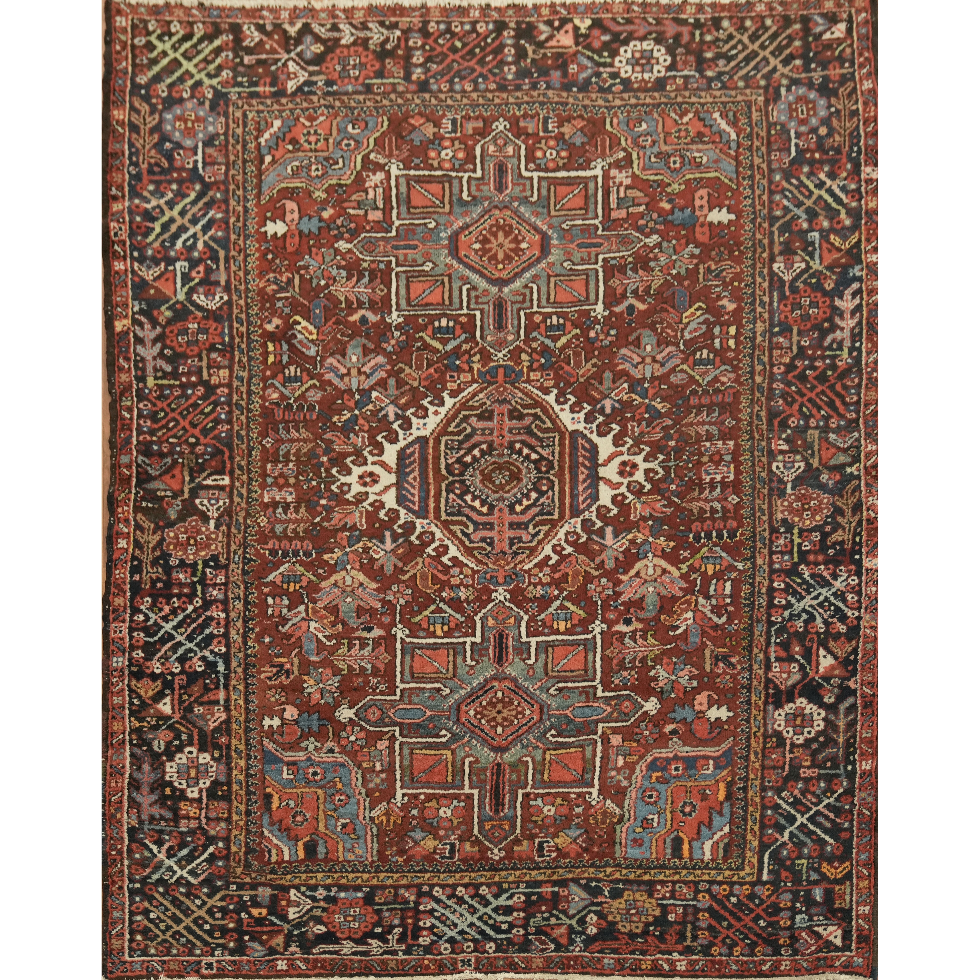 Hand Knotted Oriental Traditional Medallion Red Gharajeh Area Rug - 6' 0'' X 4' 9''