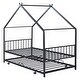 preview thumbnail 12 of 45, Metal Adorable House Twin Size House Bed with Twin Size Trundle Bed,Kids and Baby