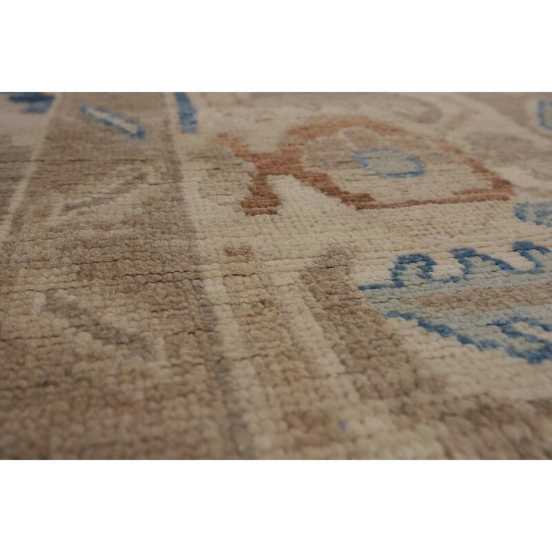 Transitional Oushak Turkish Rug Handmade Beige Oriental Wool Carpet - 9'1"x 11'9"