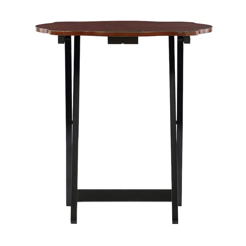 5-Piece Wooden Folding Tray Table Set - 26.25" - Brown and Black