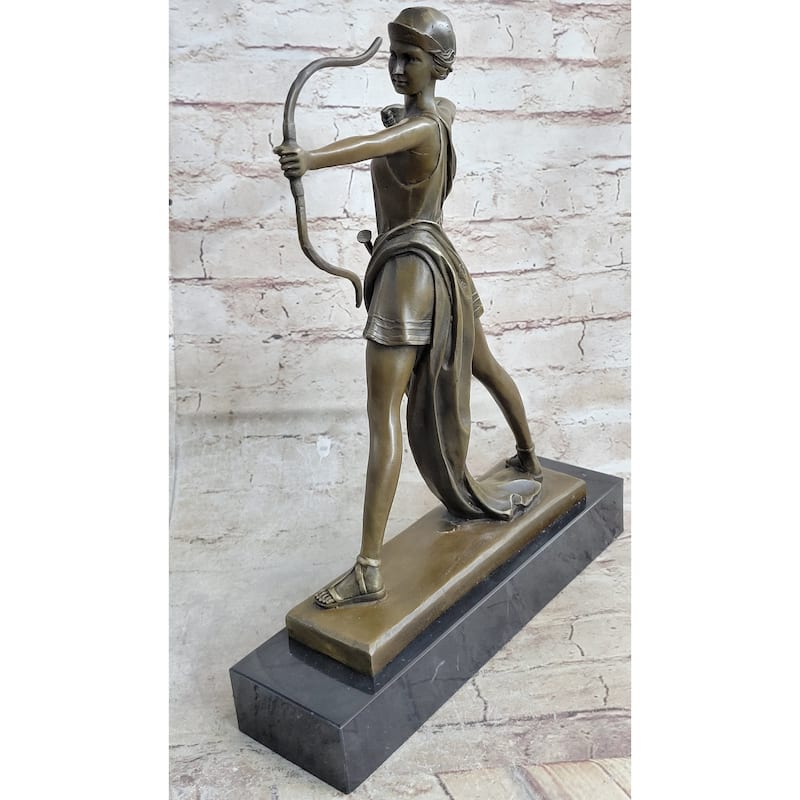 Diana The Hunter Huntress Artemis W/Bow Bronze Statue Sculpture La Faguays 14 Inches X 11 Inches