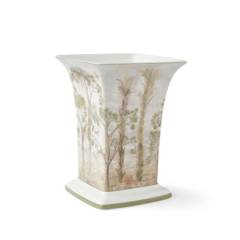 Kit Kemp for Spode Tall Trees Square Vase Porcelain - 8 Inch