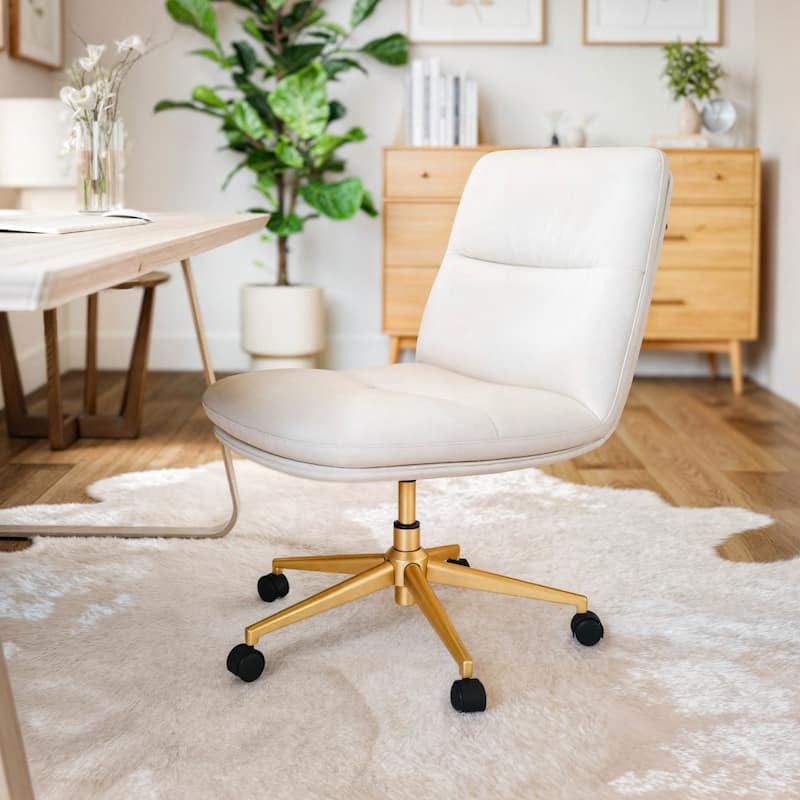 Commercial Mid-Back Padded Upholstered Swivel Office Chair - 25.5"W x 24.75"D x 29.75" - 32.5"H