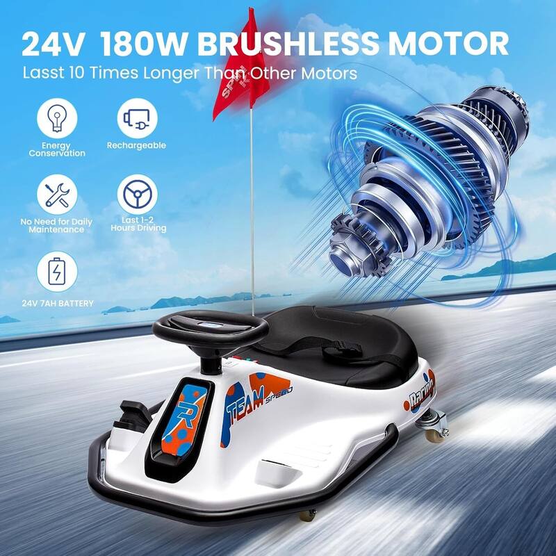 24V 7A Electric Ride-On Drifting Go Kart for Kids Best Gift