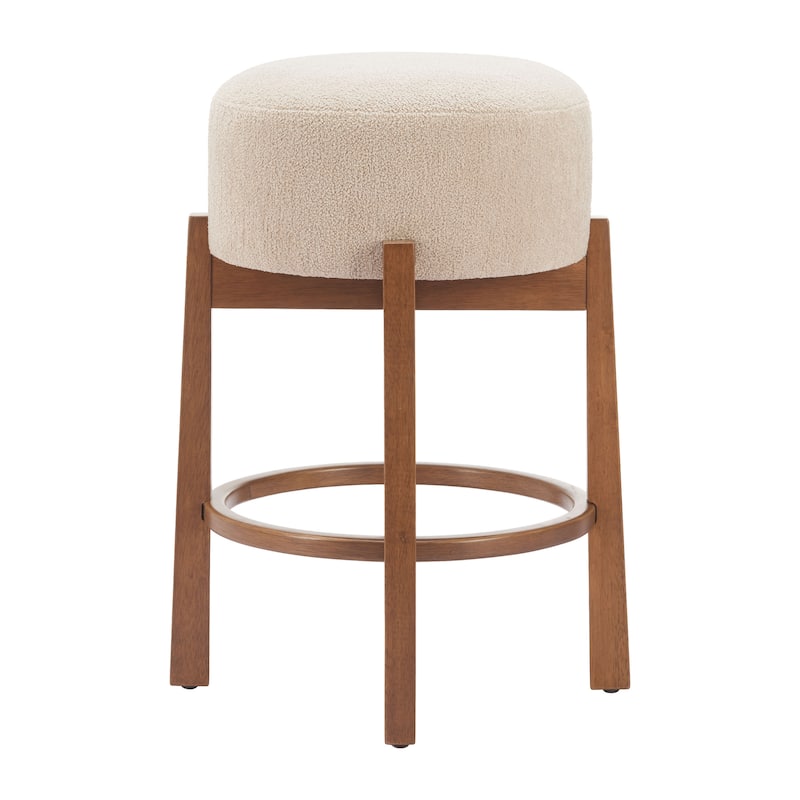 Nade Counter Stool Beige & Walnut