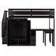 preview thumbnail 107 of 110, Twin/Full Size Loft Bed with Storage Staircase, Wardrobe and Desk, Solid Wood Loft Bedframe with 2 Storage Drawers and Shelves