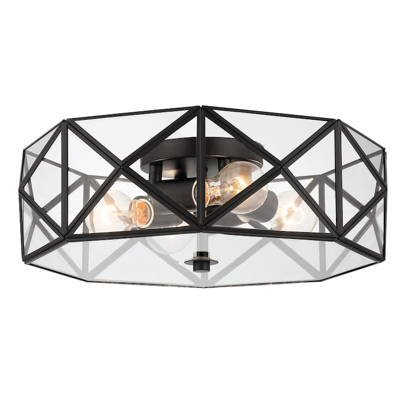 4 - Light 16.93" Unique/Statement Geometric Flush Mount - 5.91"H x 16.93"W x 16.93"D