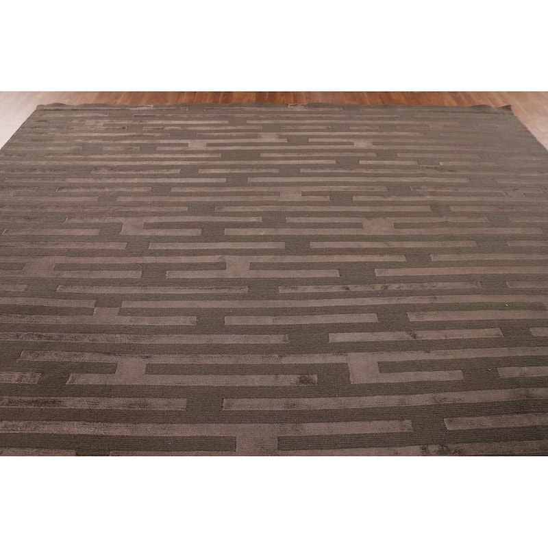 Striped Nepalese Oriental Large Area Rug Handmade Wool Carpet - 10'1" x 13'7"
