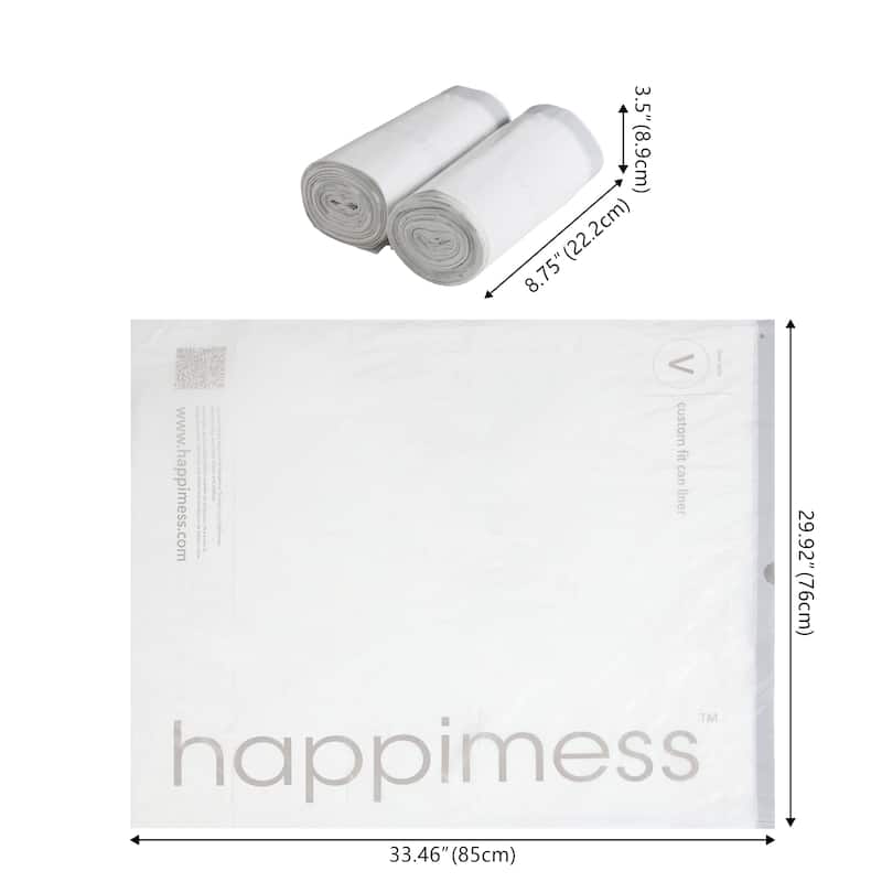 happimess 30-Gallon (114L) Drawstring Unscented Trash Can Liner, (100-Count, 4-Rolls of 25 Liners)