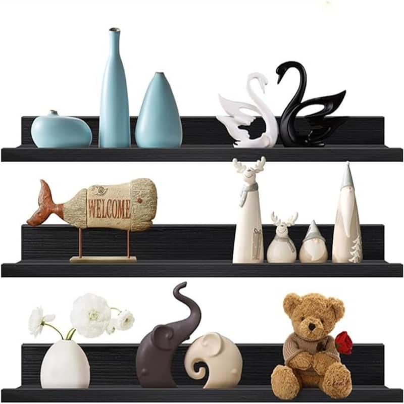  Wall Mounted Floating Shelves  - 2.6"D x 35.8"W x 5.5"H - Black
