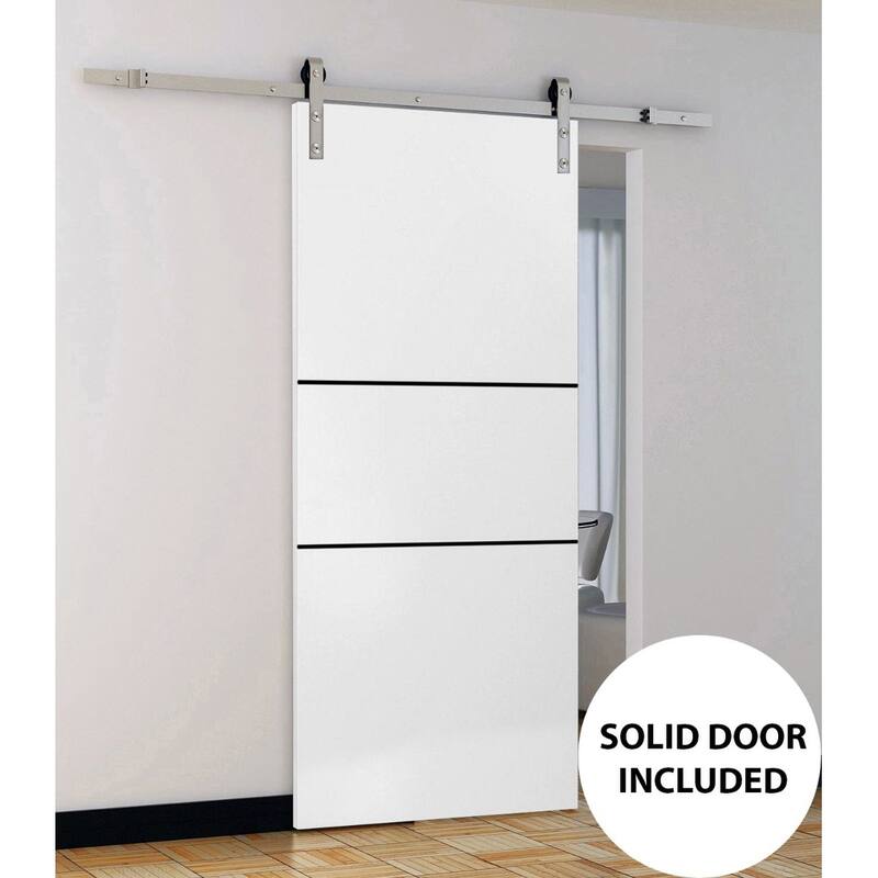 Sturdy Barn Door 36 x 80 Planum 0014 White Silk with 6.6FT