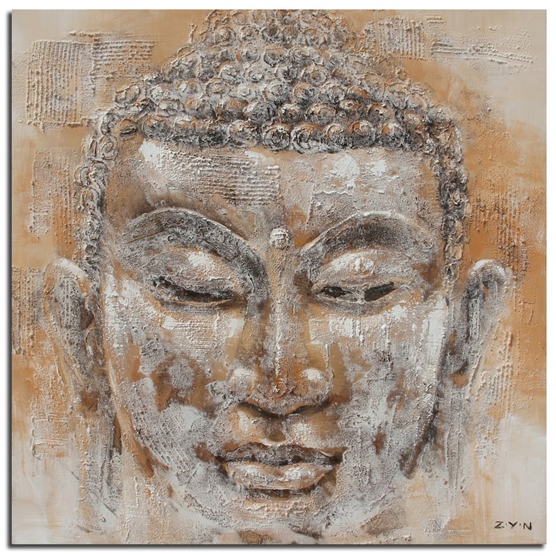 SAFAVIEH Home Buddah Orange and White 39.4-inches Canvas Art Painting - Orange/White