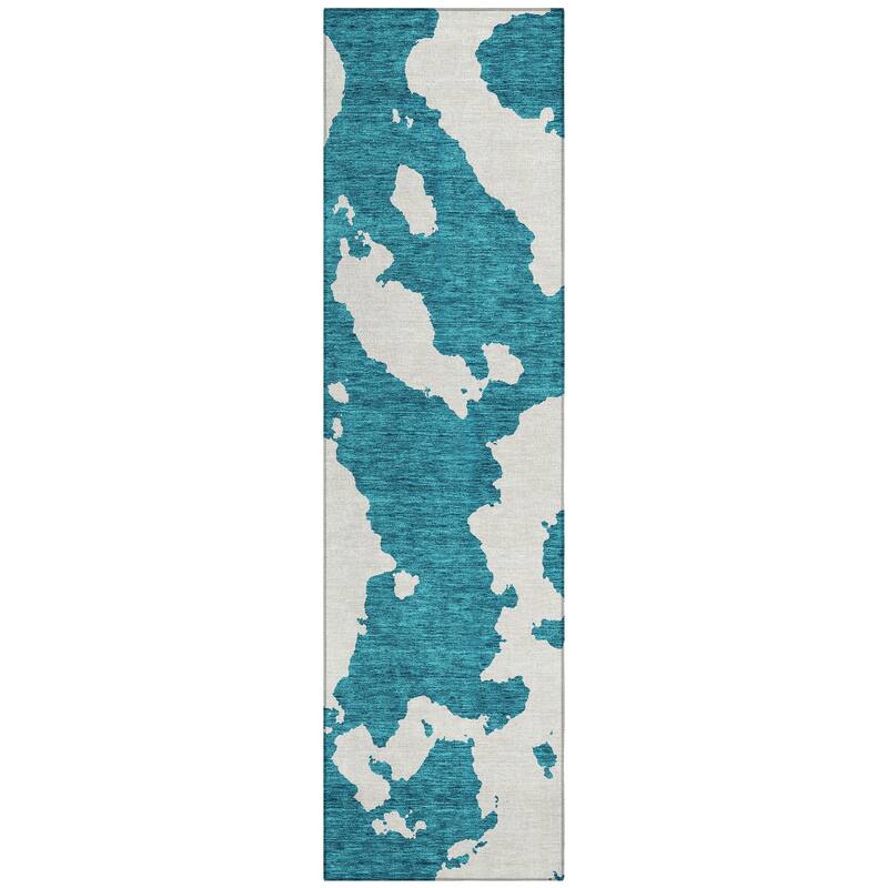 Machine Washable Indoor/ Outdoor Contemporary Abstract Chantille Rug