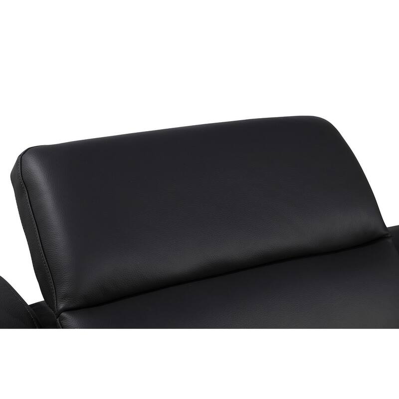 HomeRoots Black Italian Leather Power Reclining U Shaped Eight Piece Corner Sectional With Console