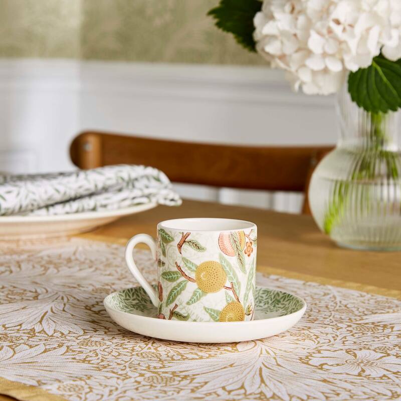 Portmeirion Morris & Co Espresso Cup & Saucer Asst, Set of 4 - 2.6 in x 4.8-in