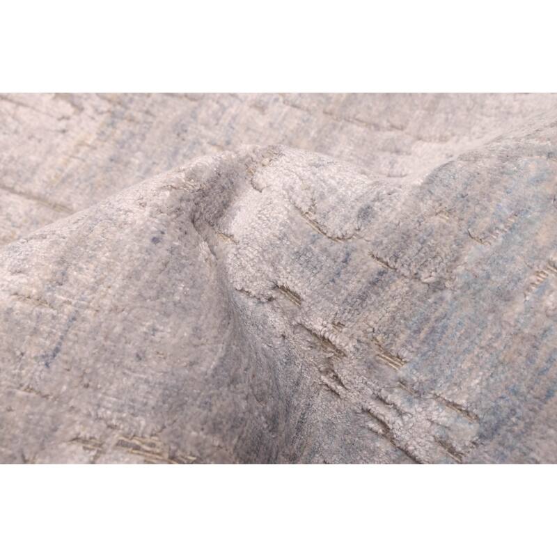 ECARPETGALLERY Hand-knotted Legacy Light Denim Blue Silk, Wool Rug - 3'11 x 10'2